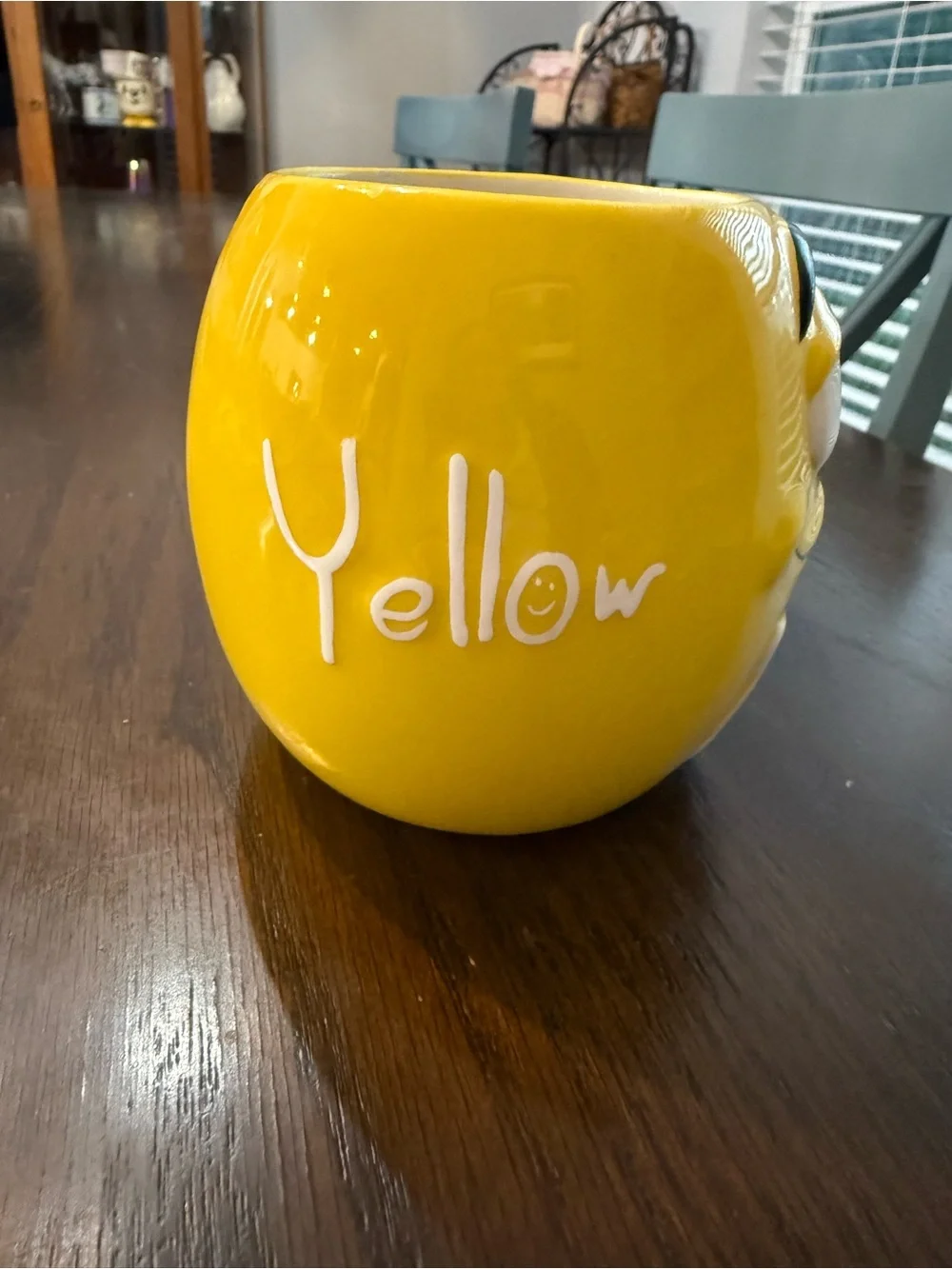 Vintage 2001 M & M Mars Yellow Galerie Ceramic Coffee Mug M&M Candy Handle
